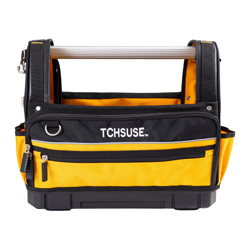 Sac à outils 17«/19» avec fond en plastique polyester et tube en acier, avec bandoulière