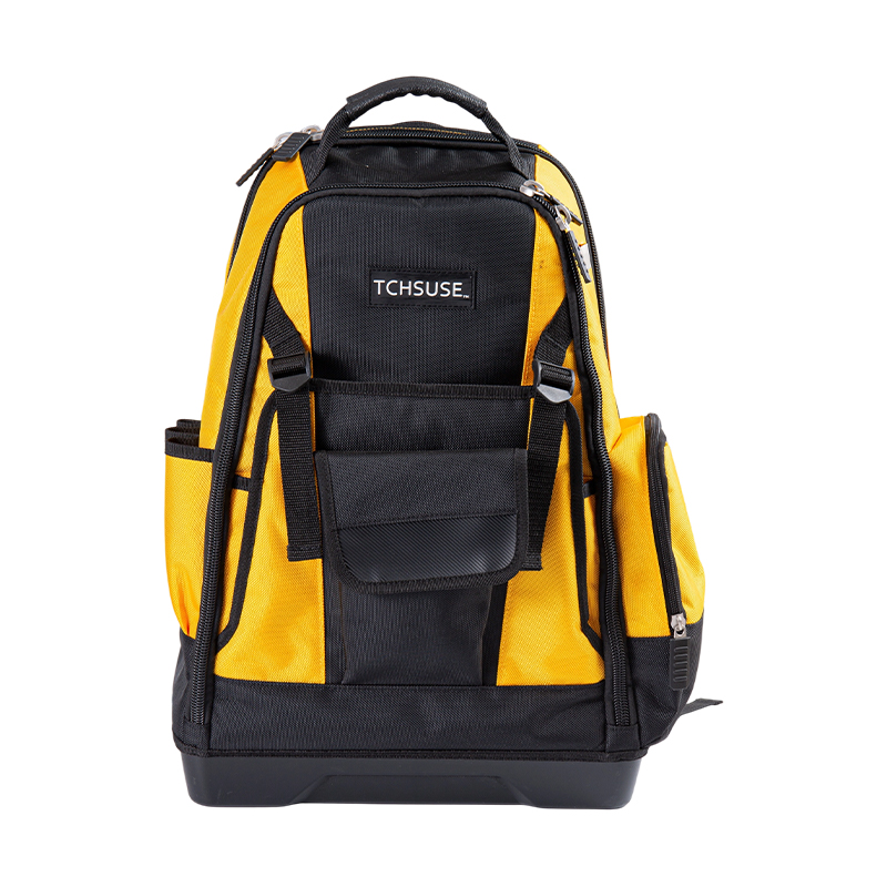 Sac à dos à outils avec fermeture à cordon et base en plastique 1680D de 14 pouces.