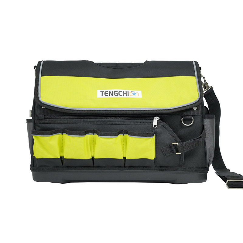 Sac à outils en acier de 17 pouces/19 pouces avec fond et sac extérieur en plastique.